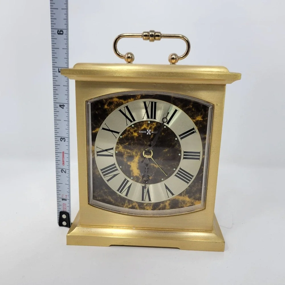 Howard Miller Quartz Mantel Clock 4RE603 Gold &‎ Black Roman Numerals